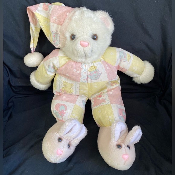 Vintage Teddy Bear Plush With Bunny Slippers - Picture 5 of 6